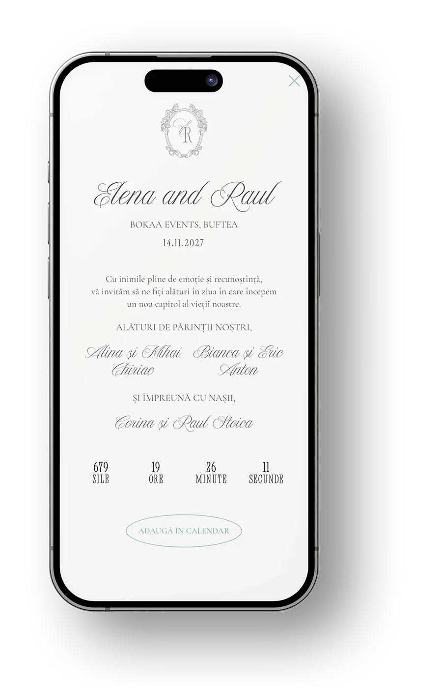 Invitatie electronica Wedding by the lake